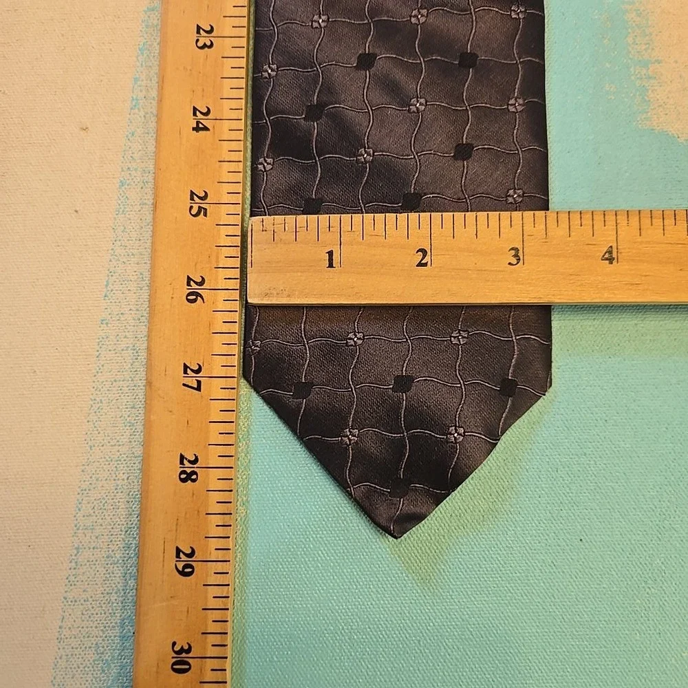 Cherkoori Reine Seide Silk Tie Black Geometric Square Mod Gothic 58x3.25